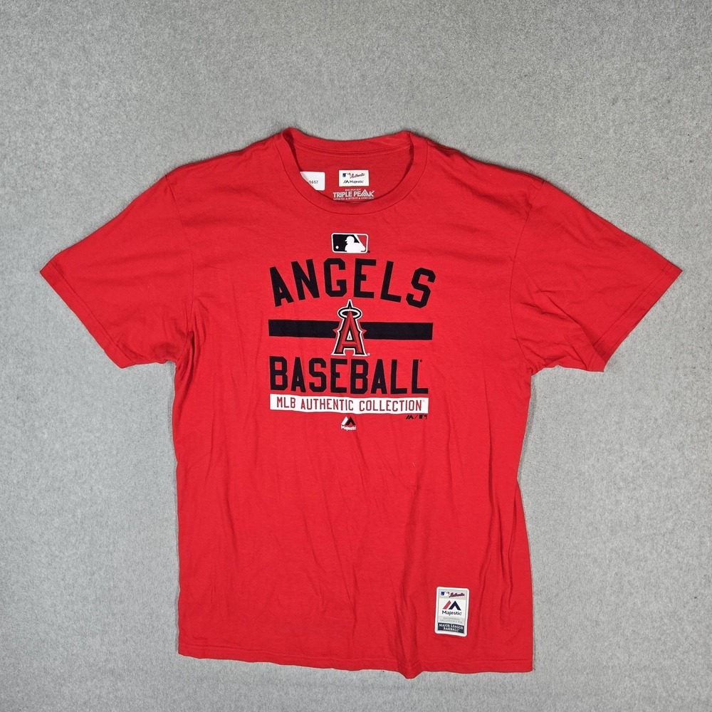 Los Angeles Angels Men Shirt XL Red Majestic Graphic TRIPLE Peak
